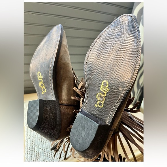 DINGO BOOTS Western Women Lea Vamp Fox Fringe Studded Brown DI7441 Sz 6.5 - Picture 5 of 9